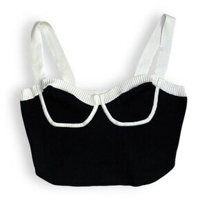 Almost Famous Corset Contrast Cami Crop Top Women 1X Knit  Sweetheart Neck